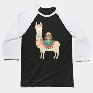 'Sloth Riding Llama' Funny Sloth Gift Baseball T-Shirt